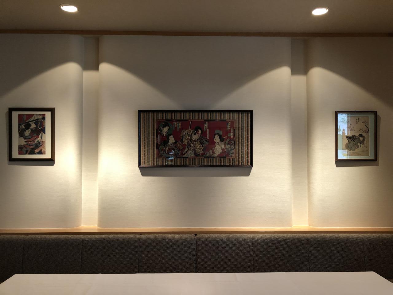 お正月の壁に､やっと替えました。華やかに明治浮世絵歌舞伎役者さんの江戸末期のポスターです。